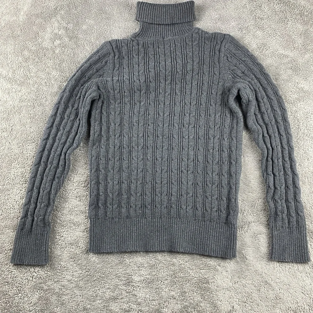 St. John's Bay Turtleneck Long Sleeve Cable Knit‎ Sweater Womens Medium Gray